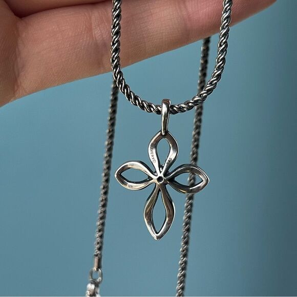 James Avery Remembrance Cross Amethyst Silver and Purple Pendant - Picture 5 of 9